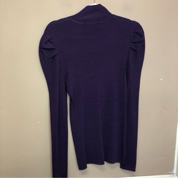 INC International Concepts Purple Ribbed Mock Neck Puff Sleeve Size L NWT - Picture 2 of 7